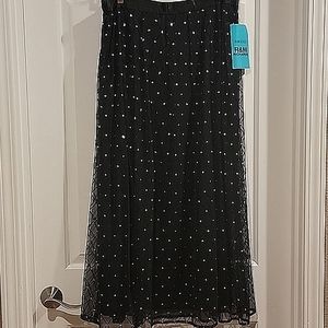 Skirt, R&M Richards, Black with Sparkles and Diamond Pattern, size 16